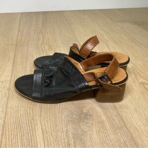Miz Mooz Black and Brown Sandals with Open Back